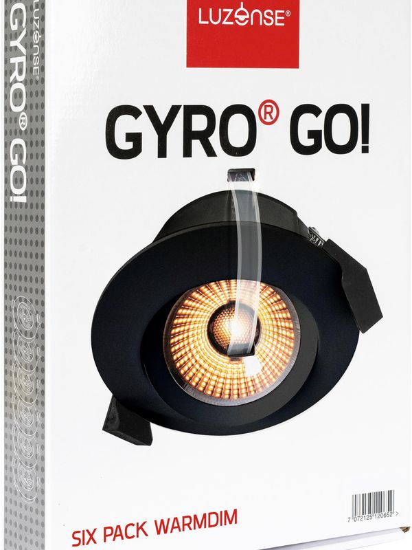 Gyro Go! 8W Warmdim 2000-3000K Sixpack IP44 Sort